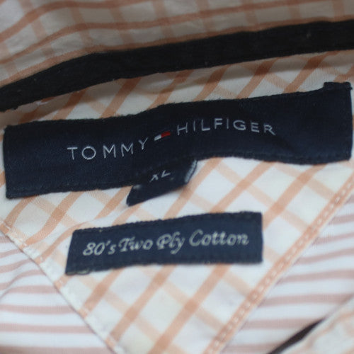 Tommy Hilfiger Men's Beige Check Cotton Button-Up Shirt XL Classic Fit