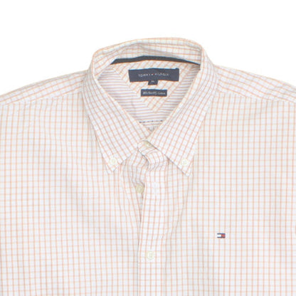 Tommy Hilfiger Men's Beige Check Cotton Button-Up Shirt XL Classic Fit