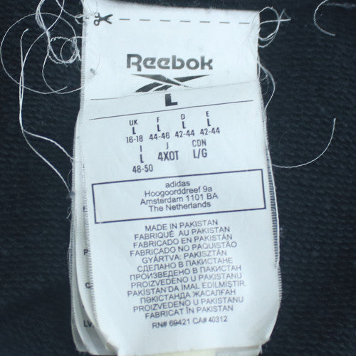 Reebok Men's Black Full Zip Hoodie L Graphic Print Hooded Sweatshirt