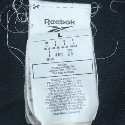 Reebok Men's Black Full Zip Hoodie L Graphic Print Hooded Sweatshirt