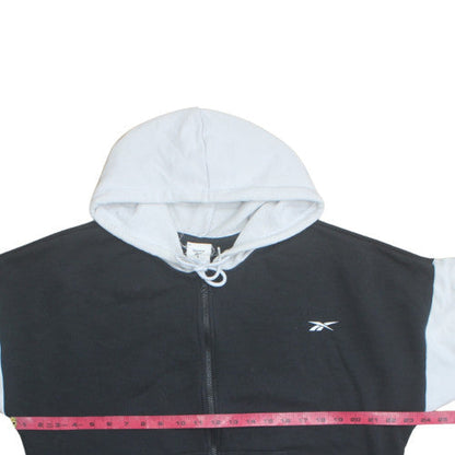 Reebok Men's Black Full Zip Hoodie L Graphic Print Hooded Sweatshirt