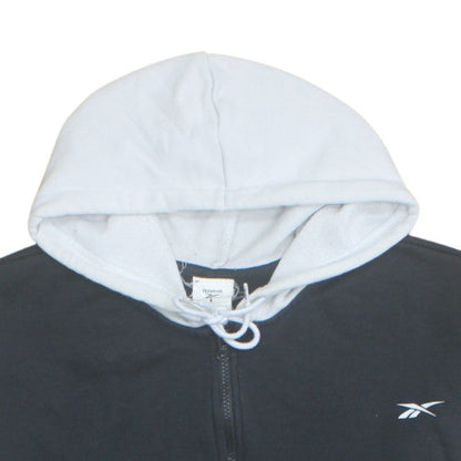 Reebok Men's Black Full Zip Hoodie L Graphic Print Hooded Sweatshirt