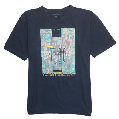 Tommy Hilfiger Men's Blue 2XL Graphic Cotton T-Shirt