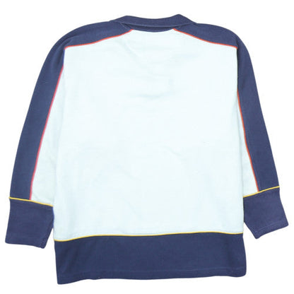 Reebok Men White Blue 1/4 Zip Sweatshirt L Athletic Retro Style