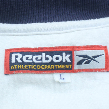 Reebok Men White Blue 1/4 Zip Sweatshirt L Athletic Retro Style