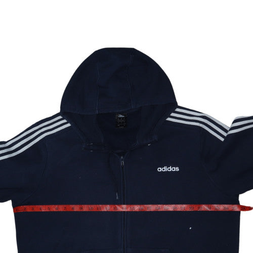 Adidas Men's Blue 2XL Full Zip Hoodie with Logo and Pockets