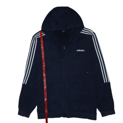 Adidas Men's Blue 2XL Full Zip Hoodie with Logo and Pockets