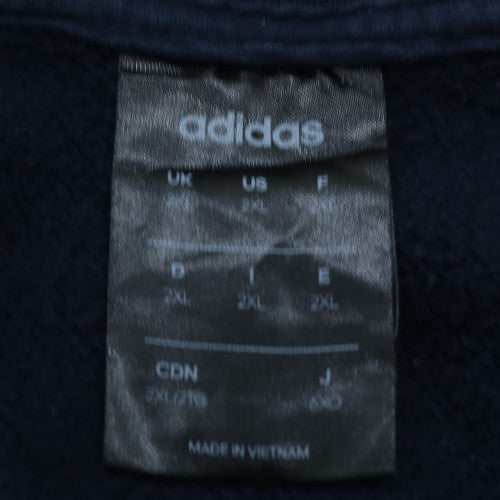 Adidas Men's Blue 2XL Full Zip Hoodie with Logo and Pockets