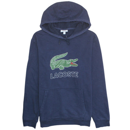 Lacoste Mens Blue 2XL Pullover Hoodie with Logo and Pockets