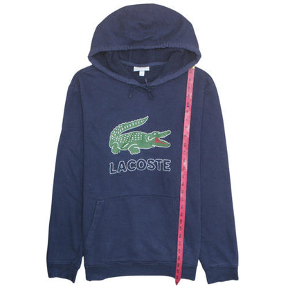 Lacoste Mens Blue 2XL Pullover Hoodie with Logo and Pockets