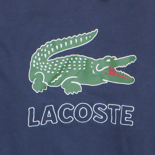 Lacoste Mens Blue 2XL Pullover Hoodie with Logo and Pockets