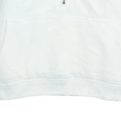 Tommy Hilfiger Womens White Faux Fur Lined Half Zip Hoodie Size L