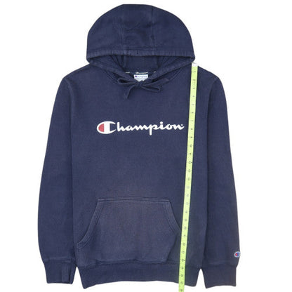 Champion Men Blue Pullover Hoodie L Logo Fleece Athletic Sweatshirt