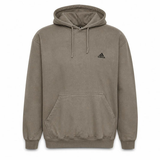 Front view of Adidas Men's Brown Pullover Hoodie M Regular Fit Fleece Sportswear