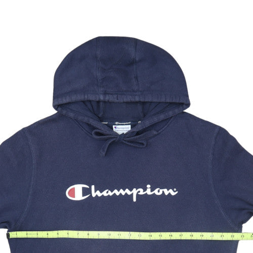 Champion Men's Blue Pullover Hoodie L Athletic Logo Fleece