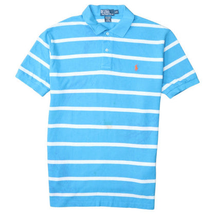 Ralph Lauren Men's Blue White Striped Polo Shirt Size L Classic Fit