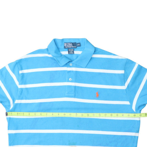 Ralph Lauren Men's Blue White Striped Polo Shirt Size L Classic Fit