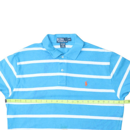 Ralph Lauren Men's Blue White Striped Polo Shirt Size L Classic Fit