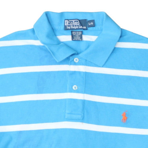 Ralph Lauren Men's Blue White Striped Polo Shirt Size L Classic Fit