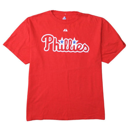 Majestic Men's Red Phillies XL Graphic Print Baseball T-Shirt