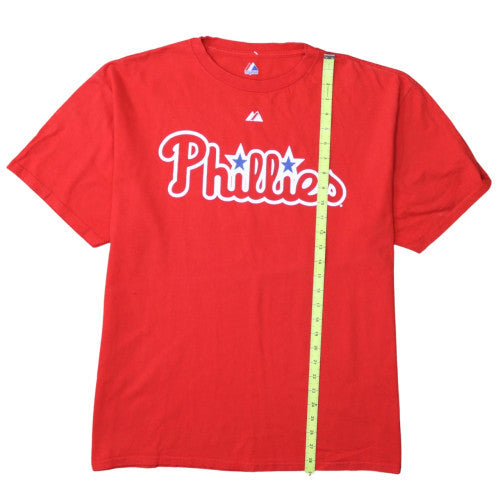 Majestic Men's Red Phillies XL Graphic Print Baseball T-Shirt