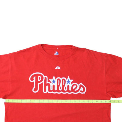 Majestic Men's Red Phillies XL Graphic Print Baseball T-Shirt