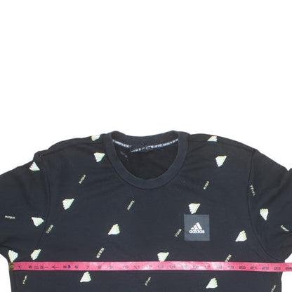 adidas Men's Black XL Crew Neck Graphic Print Sweatshirt