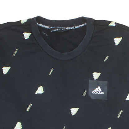 adidas Men's Black XL Crew Neck Graphic Print Sweatshirt
