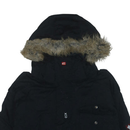 Quiksilver Men's Black Fur Hood Winter Parka Jacket Size M