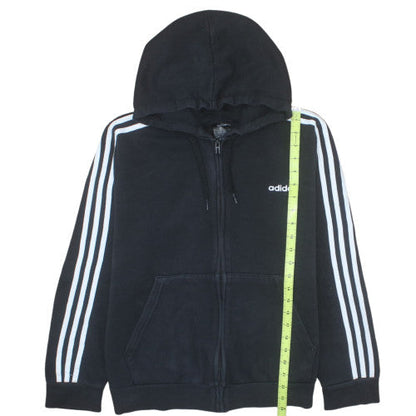 Adidas Men Black XL Full Zip Hoodie with Logo and Stripes