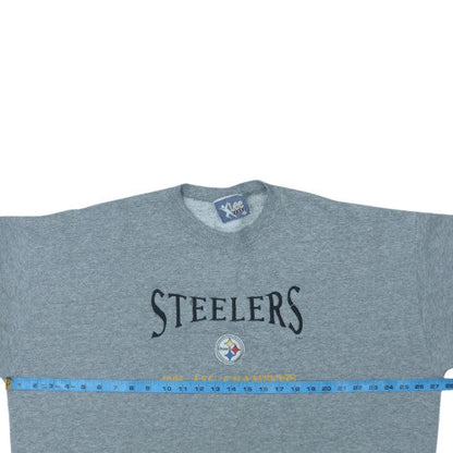 Lee Sport Men’s Grey 2XL Pullover Sweatshirt Embroidered Steelers 1995