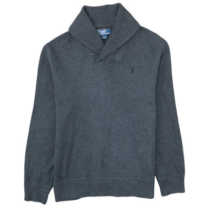 Ralph Lauren Men's Grey Cotton Collared Pullover Jumper M