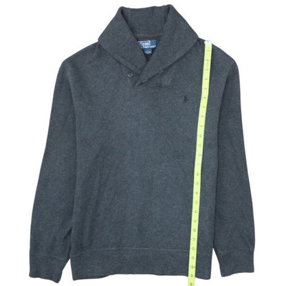 Ralph Lauren Men's Grey Cotton Collared Pullover Jumper M