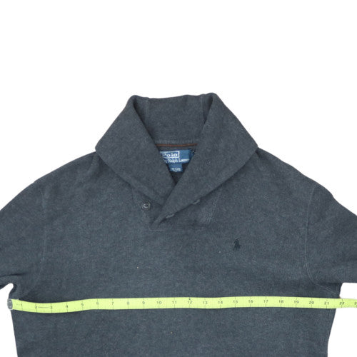 Ralph Lauren Men's Grey Cotton Collared Pullover Jumper M