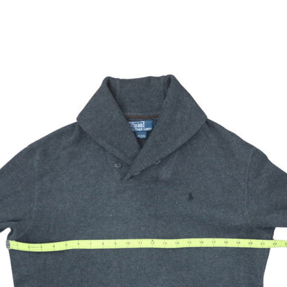Ralph Lauren Men's Grey Cotton Collared Pullover Jumper M