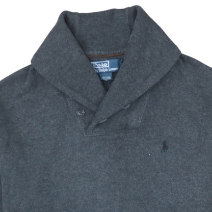 Ralph Lauren Men's Grey Cotton Collared Pullover Jumper M