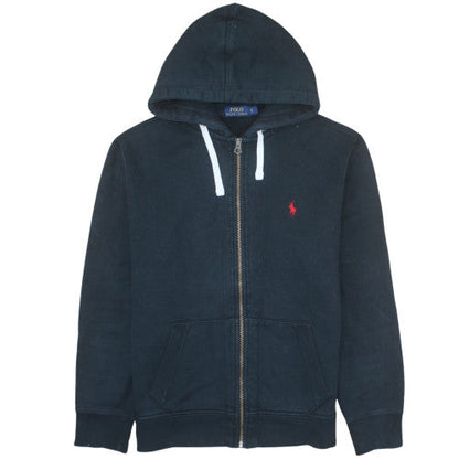 Ralph Lauren Men's Black Full Zip Hoodie L Logo Fleece Sweatshirt