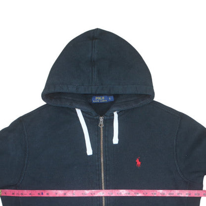 Ralph Lauren Men's Black Full Zip Hoodie L Logo Fleece Sweatshirt