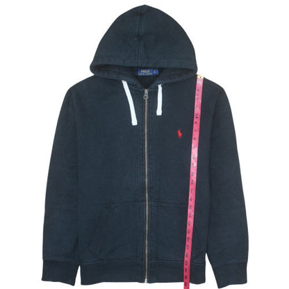 Ralph Lauren Men's Black Full Zip Hoodie L Logo Fleece Sweatshirt