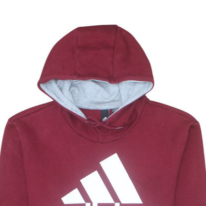 Adidas Men's Red Pullover Hoodie L Logo Fleece Sportswear