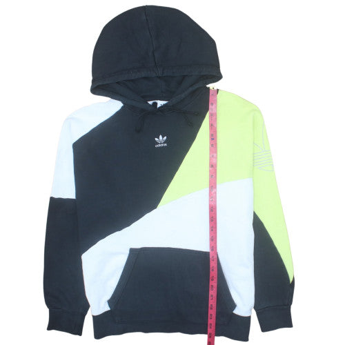 Adidas Womens Black Colourblock Hoodie Size 10 Cotton Pullover