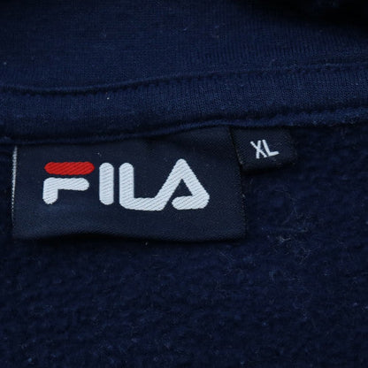 FILA Men's Blue Pullover Hoodie XL Logo Sports Fleece Sweatshirt