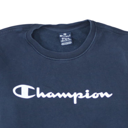 Champion Men's Blue Medium Pullover Crew Neck Logo Sweatshirt
