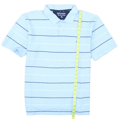 Nautica Men's Blue Striped Cotton Polo Shirt XL