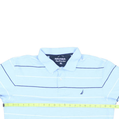 Nautica Men's Blue Striped Cotton Polo Shirt XL