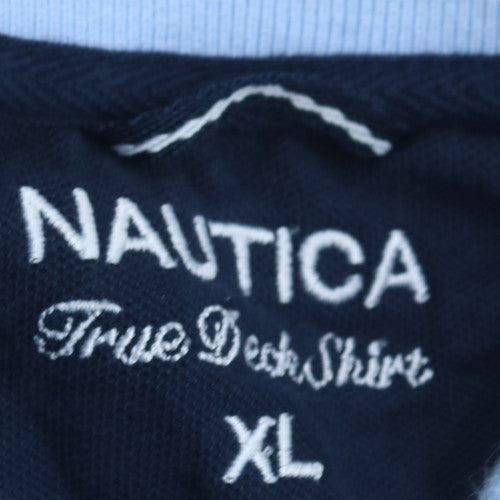 Nautica Men's Blue Striped Cotton Polo Shirt XL