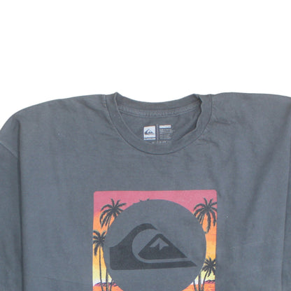 Quiksilver Mens Grey XL Graphic Beach Sunset Cotton T-Shirt