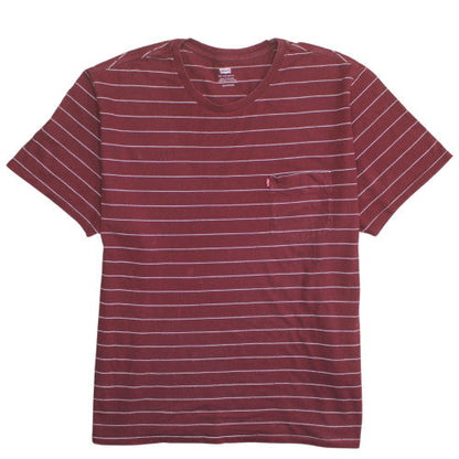 Levi's Men's Burgundy Striped 3XL Crew Neck Cotton T-Shirt
