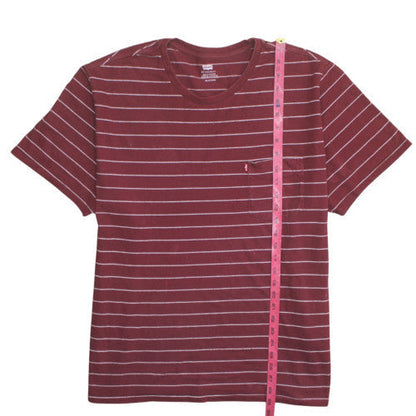 Levi's Men's Burgundy Striped 3XL Crew Neck Cotton T-Shirt