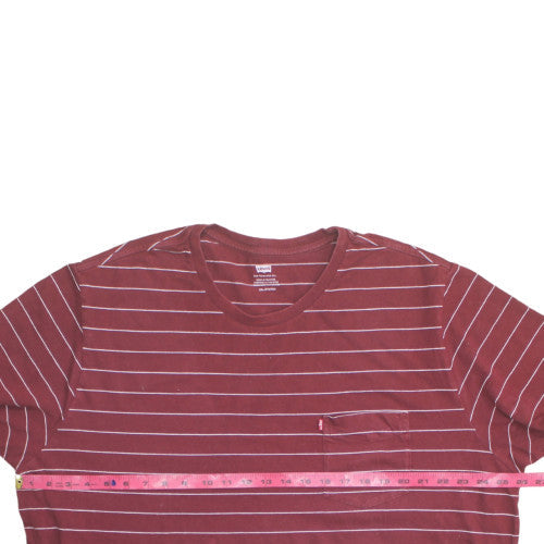 Levi's Men's Burgundy Striped 3XL Crew Neck Cotton T-Shirt